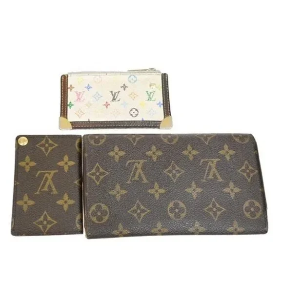 LOUIS VUITTON LV 3 Set Wallet Coin Card Case Monogram Multi Brown White 60YH846 - Picture 2 of 15